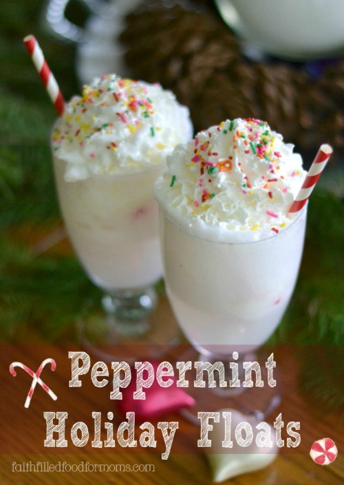 Peppermint Holiday Floats from faithfilledfoodformoms.com
