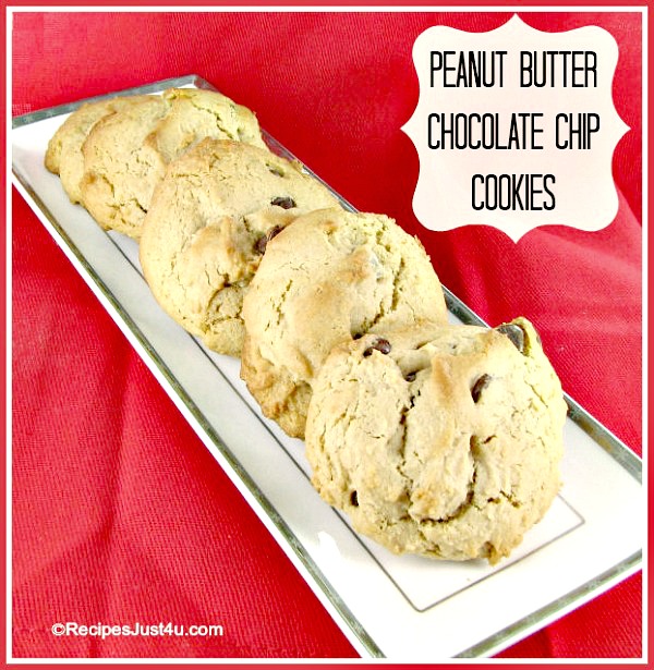 This peanut butter chocolate chip cookie recipe gives these cookies the best texture of any chocolate chip cookies that I have ever eaten. recipesjust4u.com