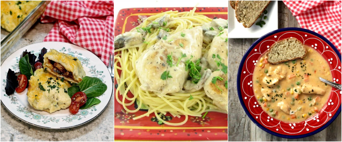 More creamy chicken recipes including creamy chicken enchiladas, creamy chicken scallopine and creamy chicken pot pie soup.
