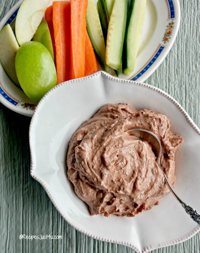 healthy fruit dip with fruit and vegetables.