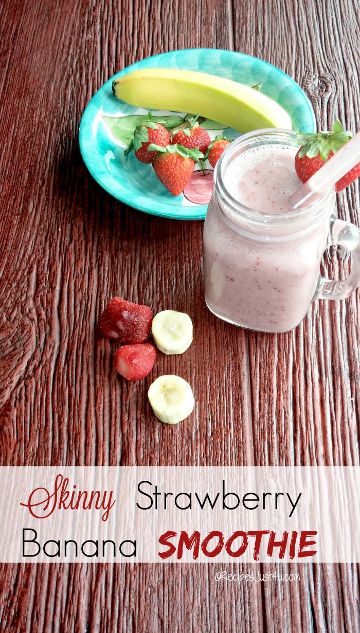 This skinny strawberry banana smoothie is made with almond milk to lighten it up. It has a creamy delicious taste and is so easy to make.
