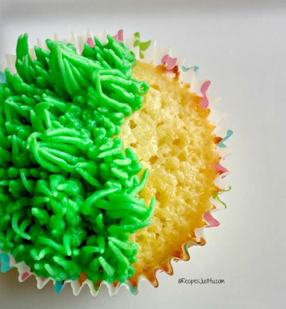 Lemon Cupcakes with Grass Frosting Perfect for Easter