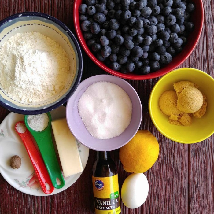 Ingredients for blueberry cobbler
