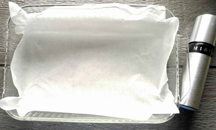 Line a backing dish with parchment paper