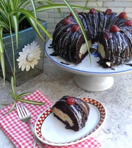 Chocolate Cherry Cheesecake Bundt Cake