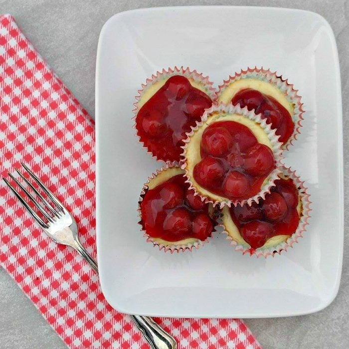 Mini cherry cheesecake cupcakes