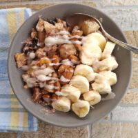 Whole30 Breakfast Bowl with bananas and almonds