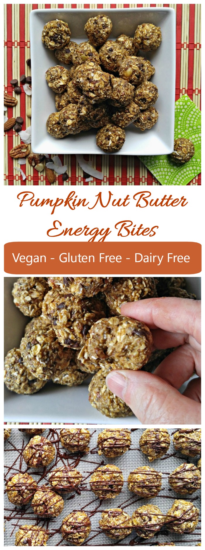 These pumpkin nut butter energy bites are gluten free, dairy free and low in sugar for a super vegan treat.
