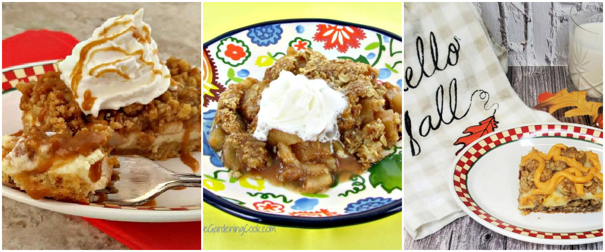 A collage with three different apple and oatmeal recipes.