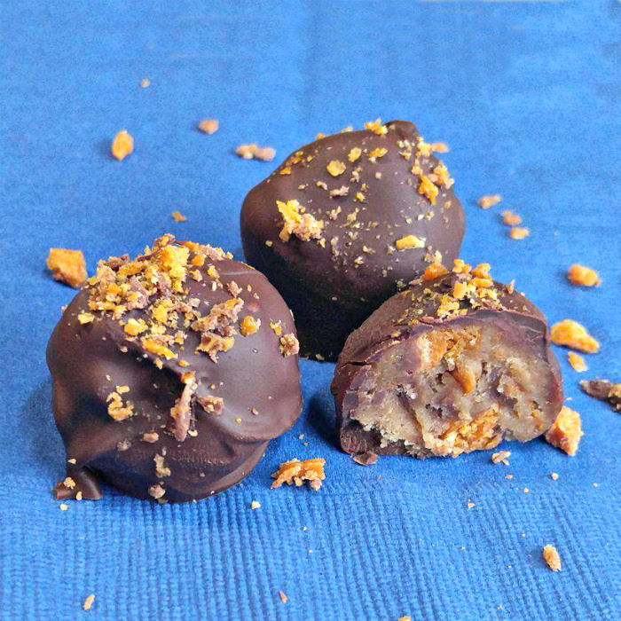 Chocolate bites made with Butterfinger candy