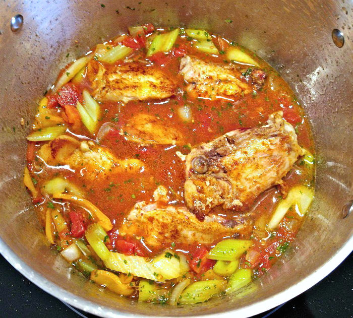 Adding chicken to stew