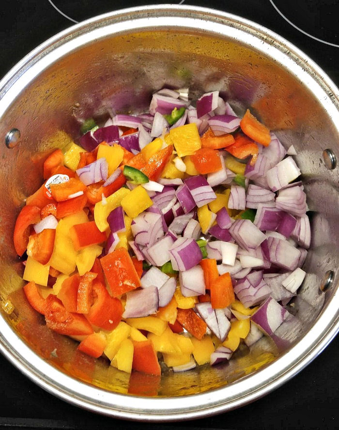 Cooking onions and peppers