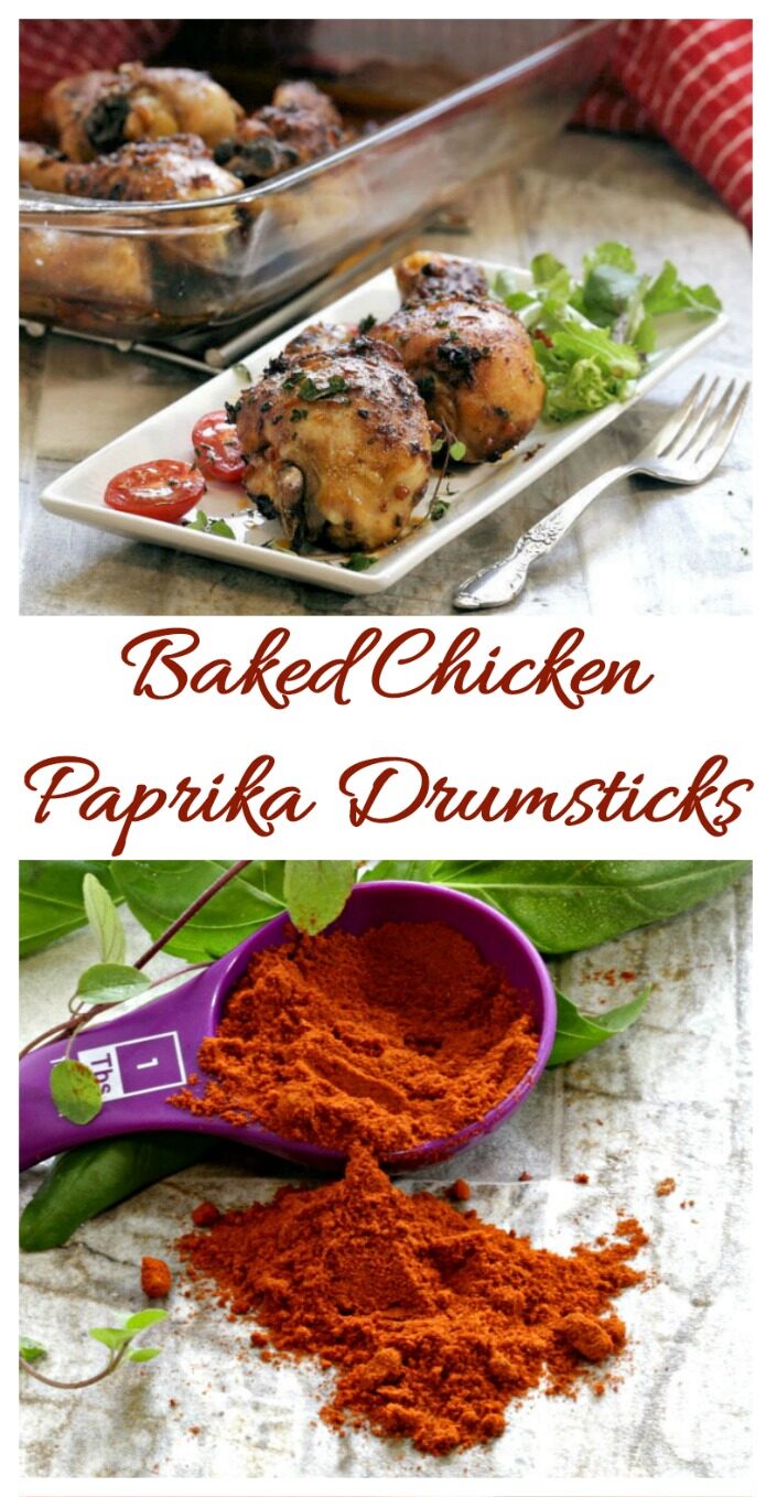 These baked chicken paprika drumsticks are fork tender and so juicy. The paprika herb marinade makes them taste amazing.