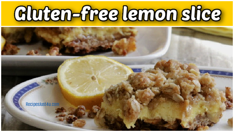A gluten-free lemon slice on a white plate with a slice of lemon.