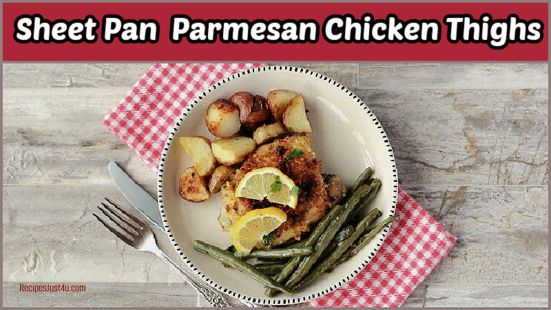 Sheet pan garlic Parmesan chicken thighs.