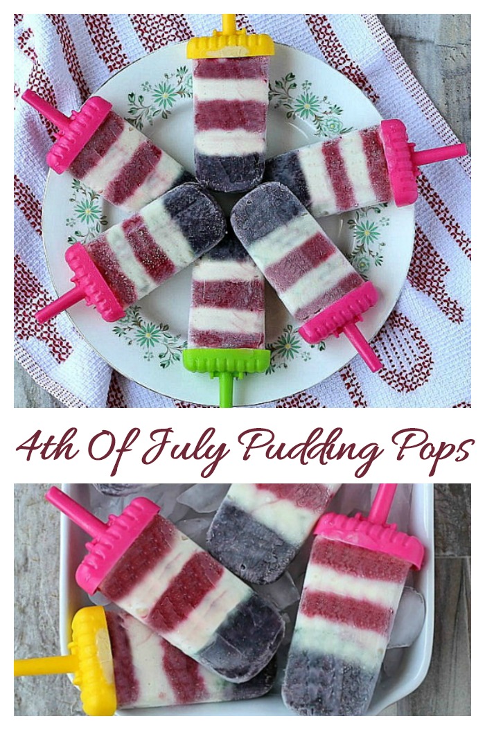 These layered pudding pops will give a patriotic look to your 4th of July dessert table
