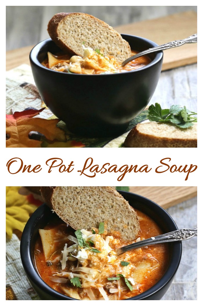 This one pot lasagna soup recipe is full of the flavor of traditional lasagna in an easy to make recipe