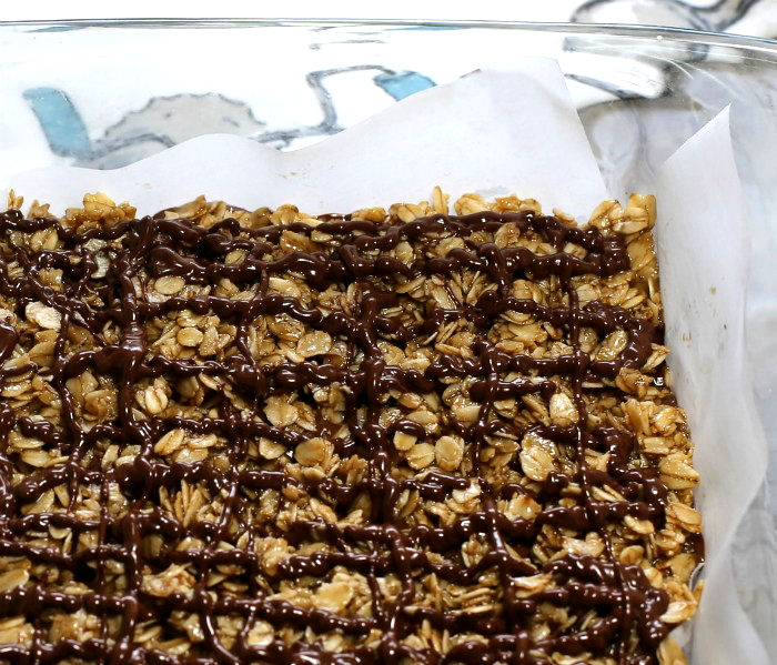 oat bars with chocolate drizzle