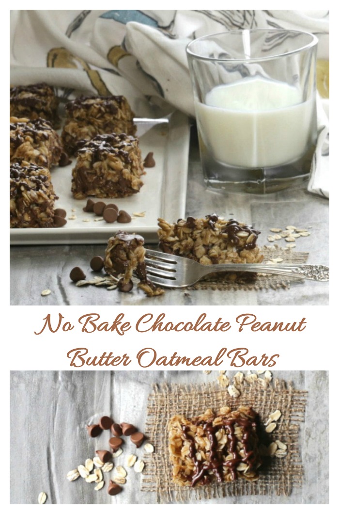 No Bake chocolate peanut butter oatmeal bars