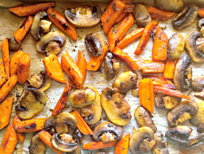 Roasted carrots and mushrooms