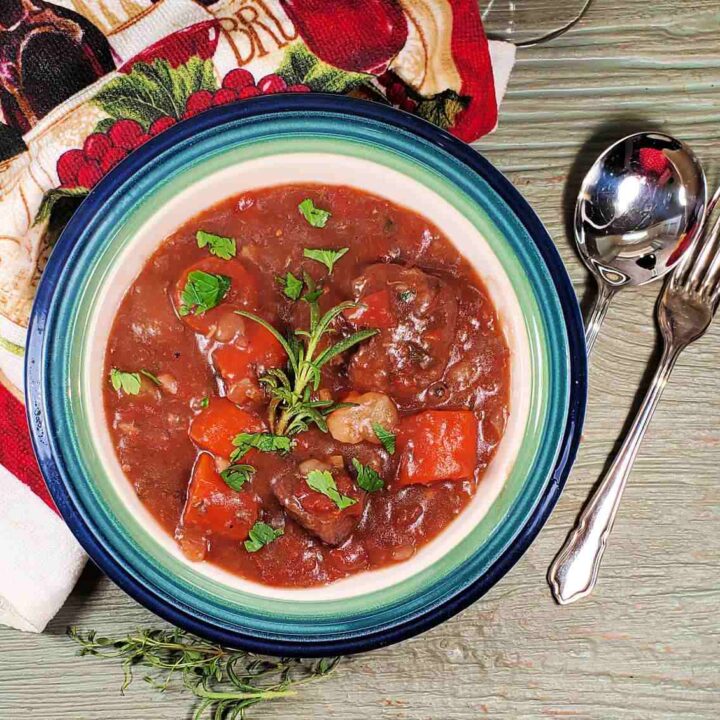 Tuscan Beef Stew with Red Wine and Vegetables