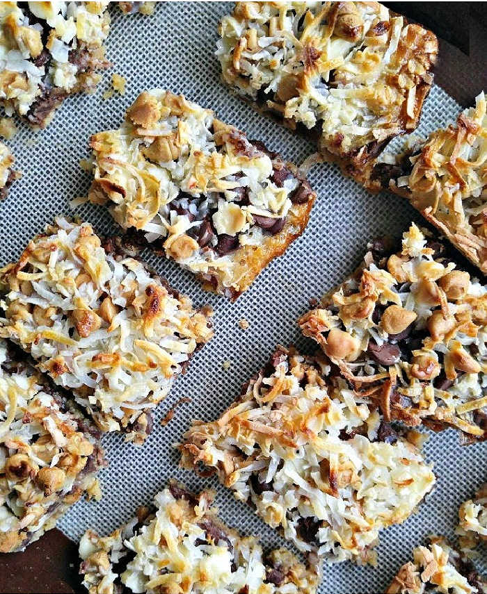 Seven layer bars on a silicone mat.