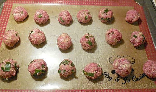 Asian meatballs on a silicone mat.