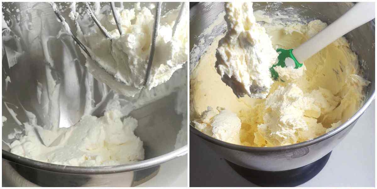 Making whipped cream in a stand mixer.