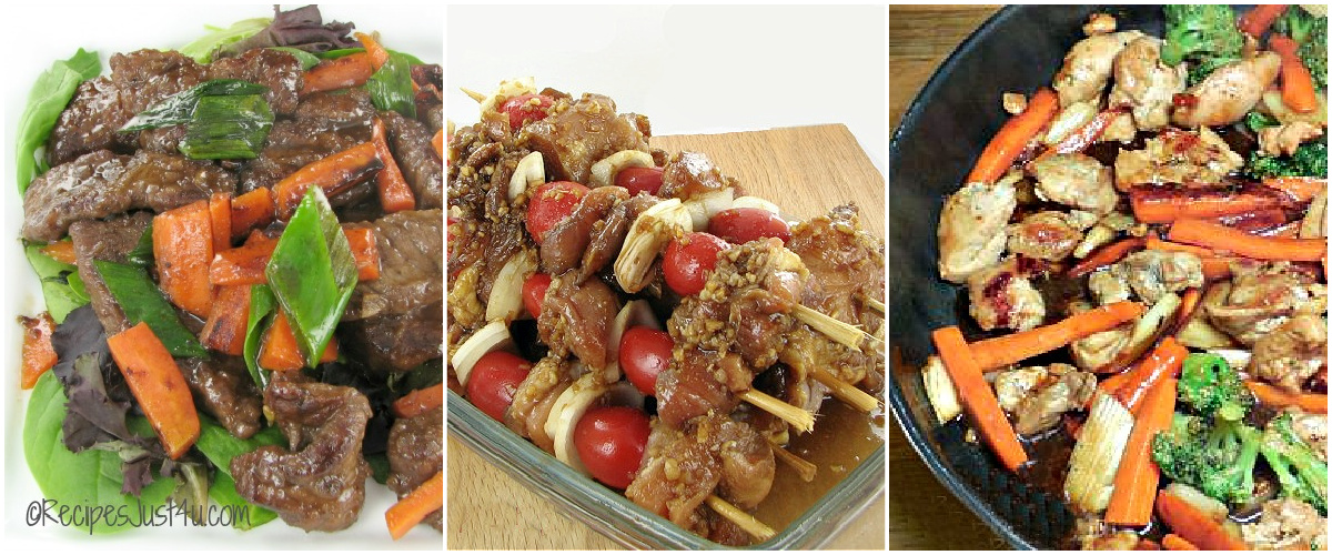 More Asian recipes to try - Mongolian beef, chicken skewers, and stir fry.
