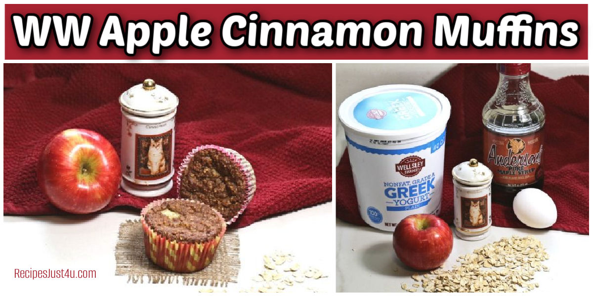 WW apple cinnamon muffins with apples and other ingredients.